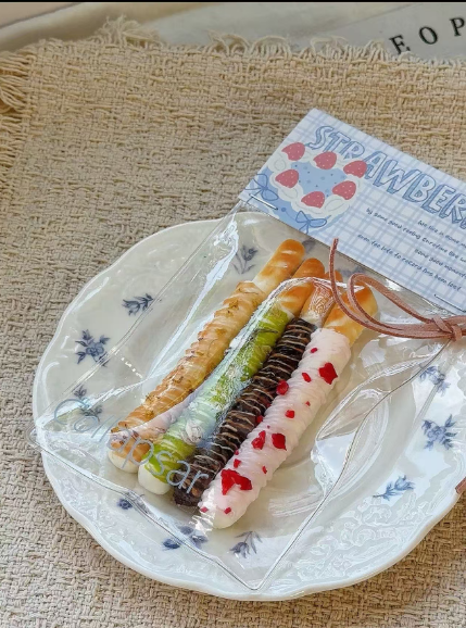 Orange Sweet Finger Biscuit Squishy 4-Pack πͺ β Matcha, Chocolate & Strawberry Dessert Set