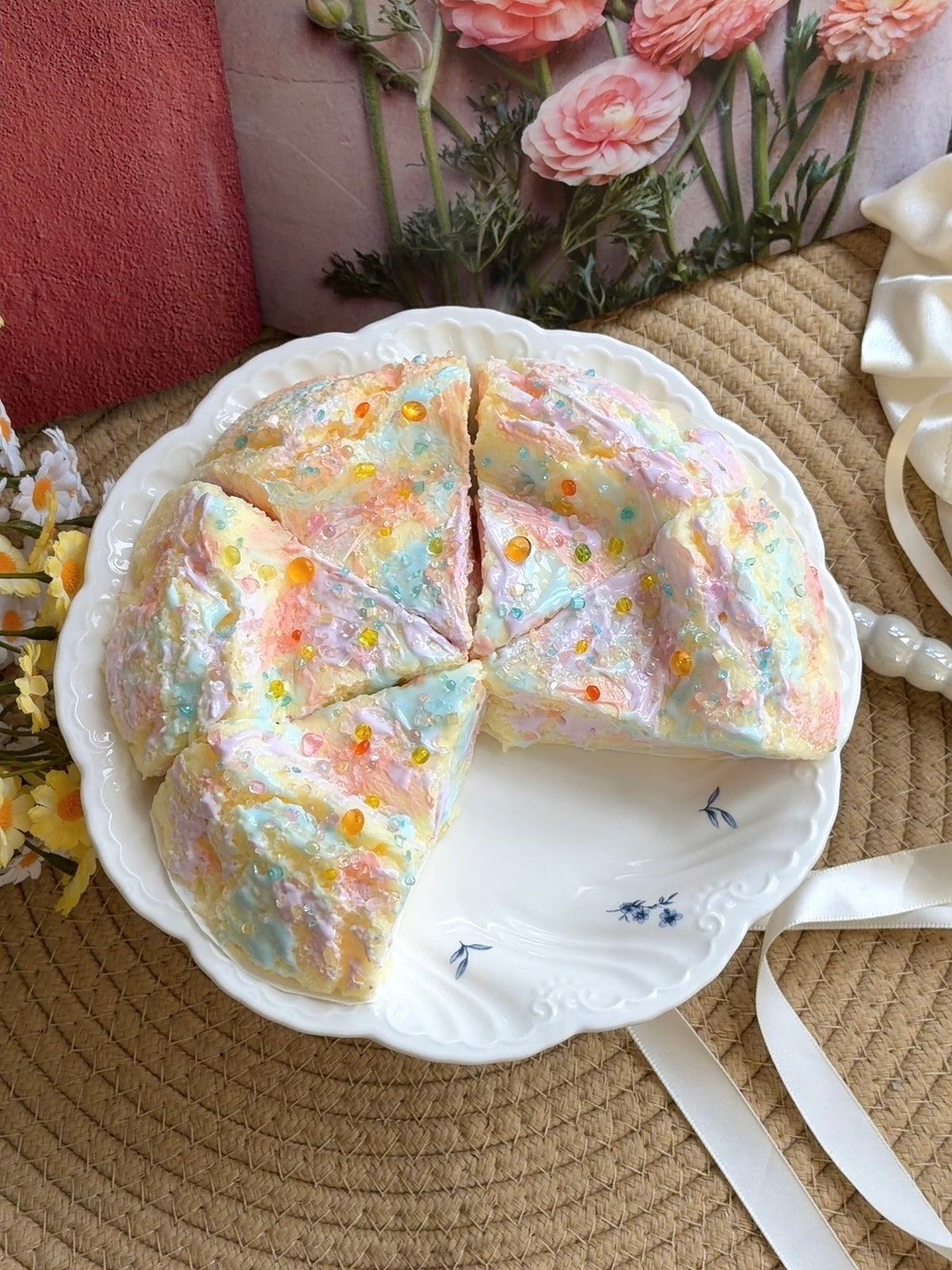 Orange Little Candy Cake Slice Squishy – Pastel Rainbow Cream Dessert Slow Rising Squishy