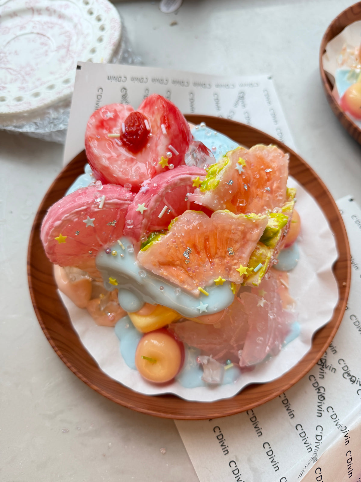 Orange Dreamy Peach Lava Toast Plate Squishy 🍑 – Giant Handmade Dessert Squishy